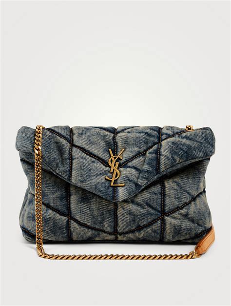 SAINT LAURENT Denim Quilted Toy Loulou Puffer Monogram 